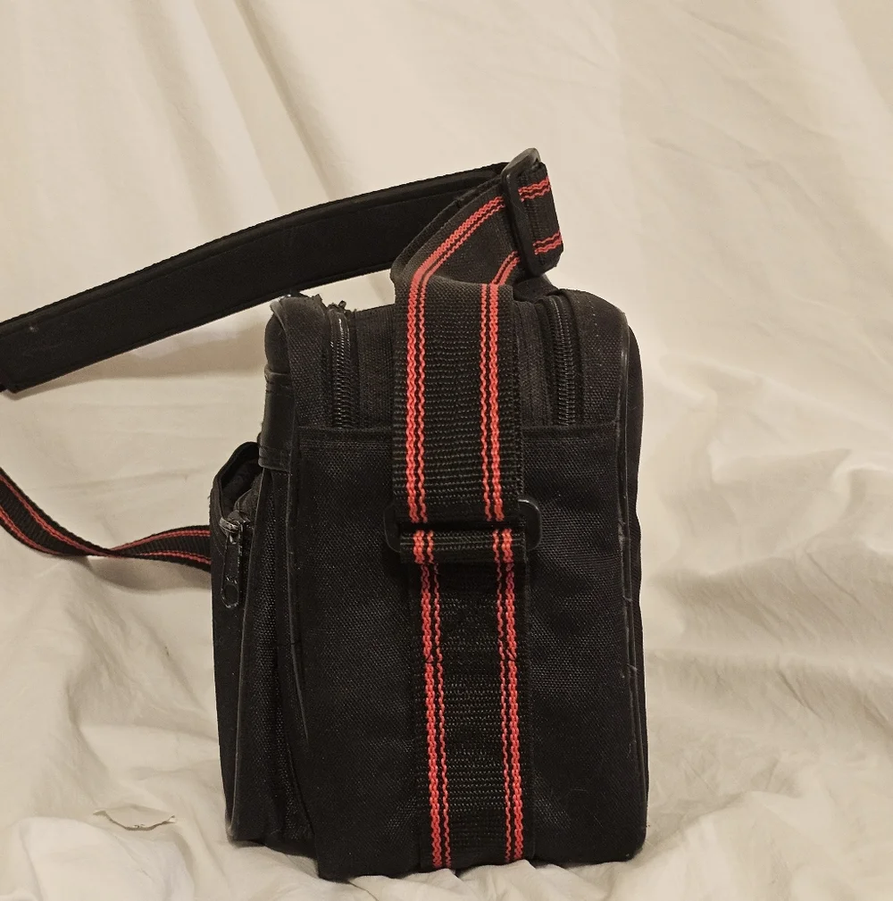 Vintage Canon Black Camera Shoulder Bag W Front Pocket
